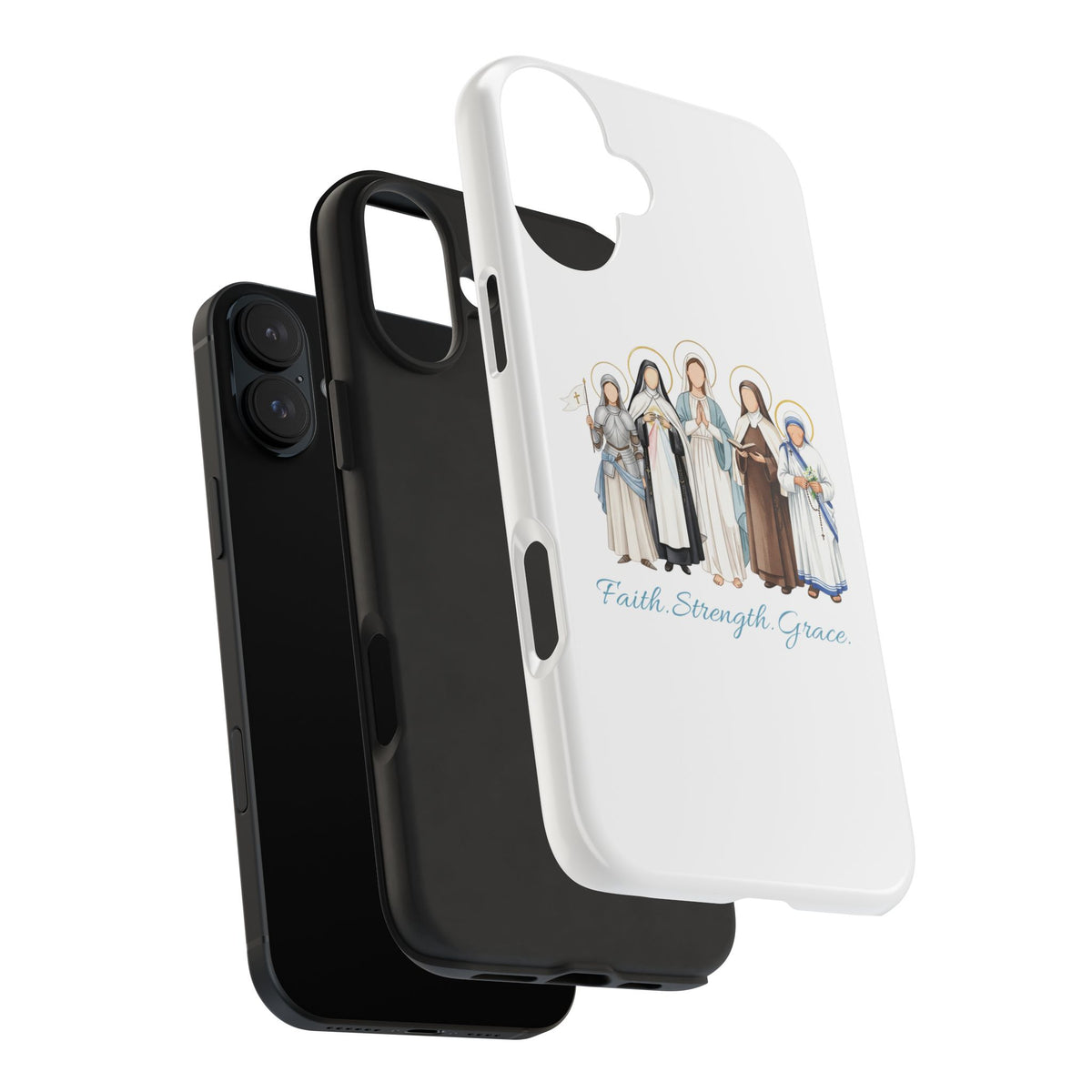 Faith, Strength, Grace, Catholic-Tough Phone Case - Women Saints iPhone & Samsung Case