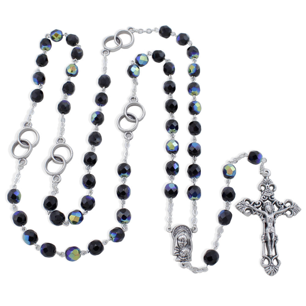 Wedding Rings Rosary with Crystal Beads