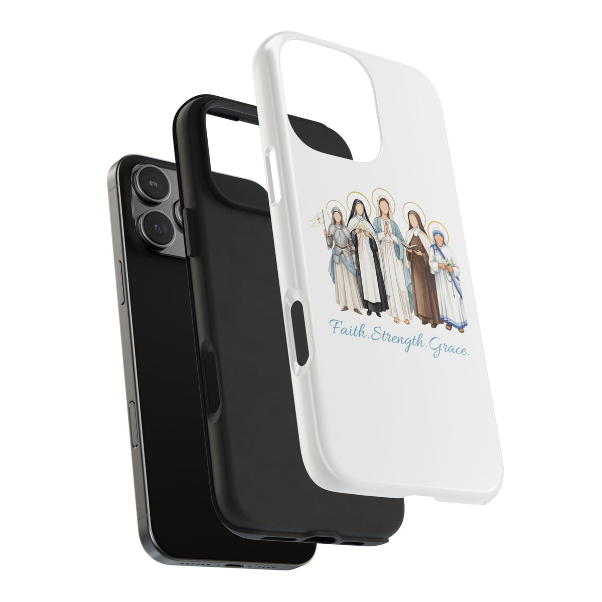 Faith, Strength, Grace, Catholic-Tough Phone Case - Women Saints iPhone & Samsung Case