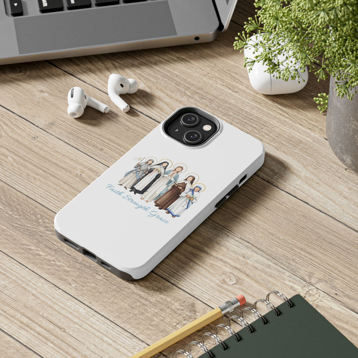 Faith, Strength, Grace, Catholic-Tough Phone Case - Women Saints iPhone & Samsung Case