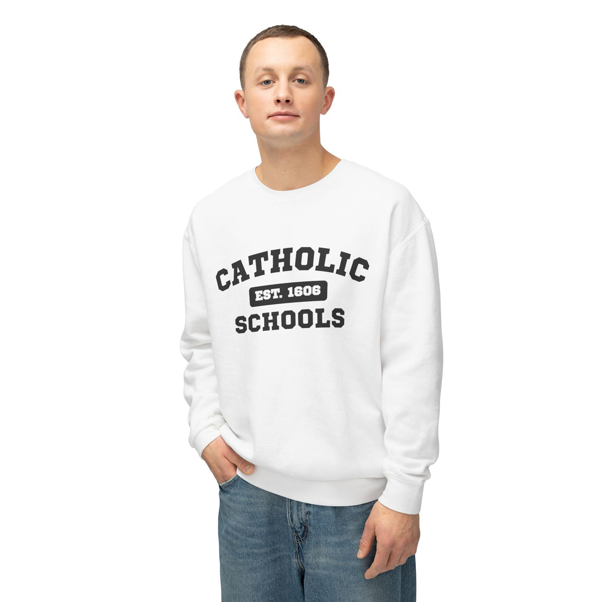 Catholic Schools Crewneck Sweatshirt – Established 1606 – Vintage School Pullover