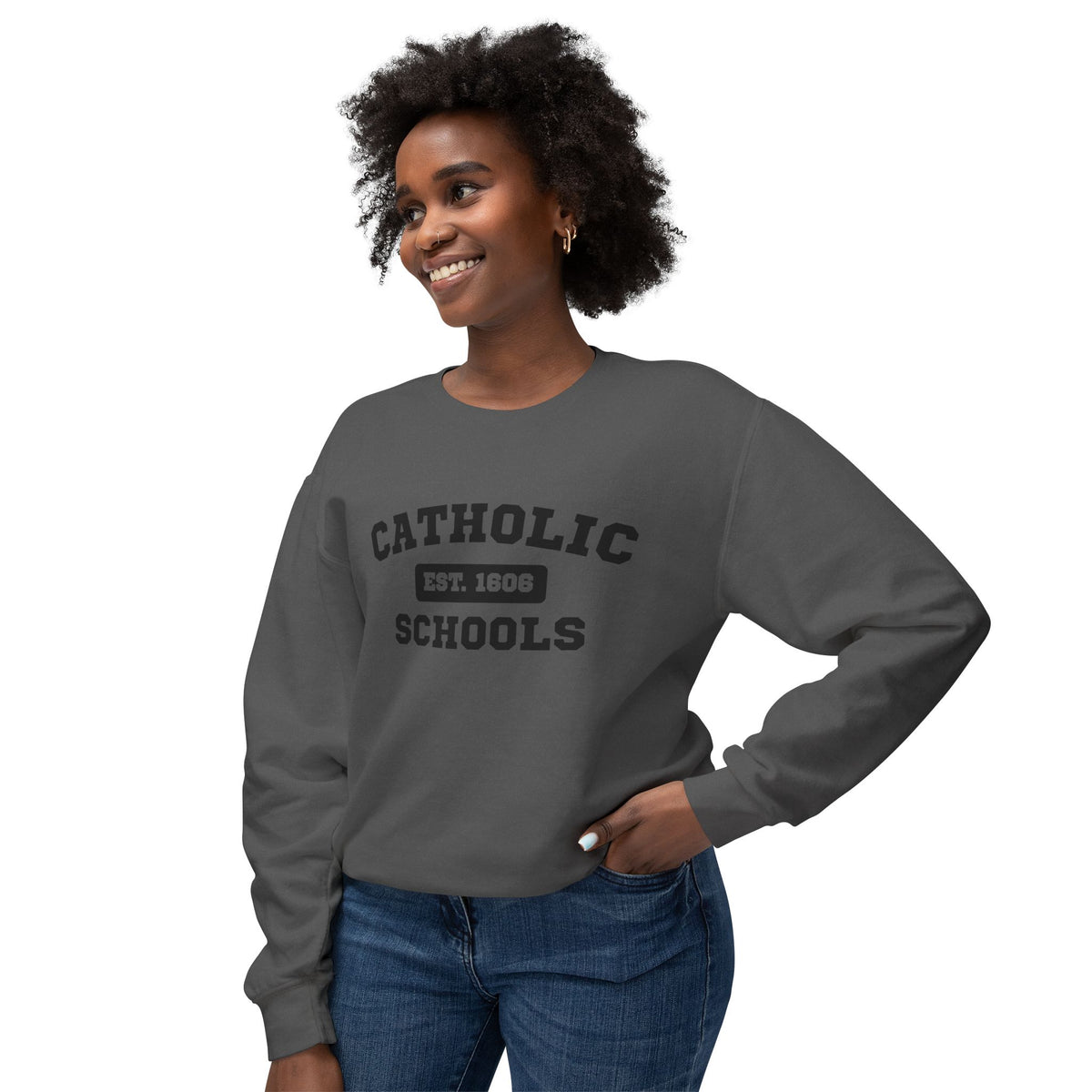 Catholic Schools Crewneck Sweatshirt – Established 1606 – Vintage School Pullover