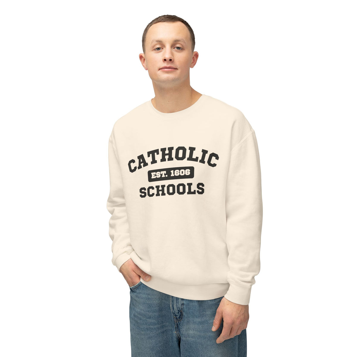 Catholic Schools Crewneck Sweatshirt – Established 1606 – Vintage School Pullover