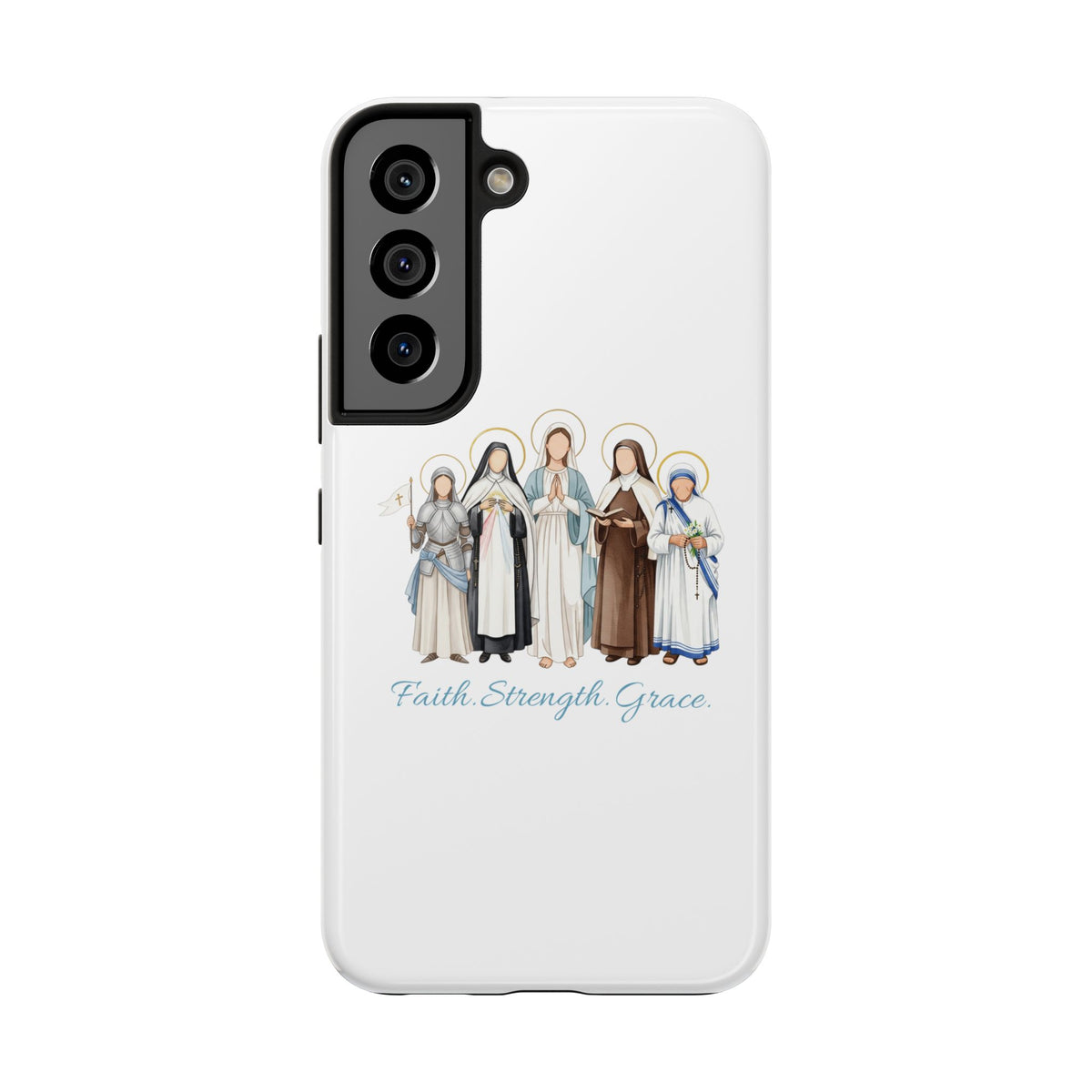 Faith, Strength, Grace, Catholic-Tough Phone Case - Women Saints iPhone & Samsung Case