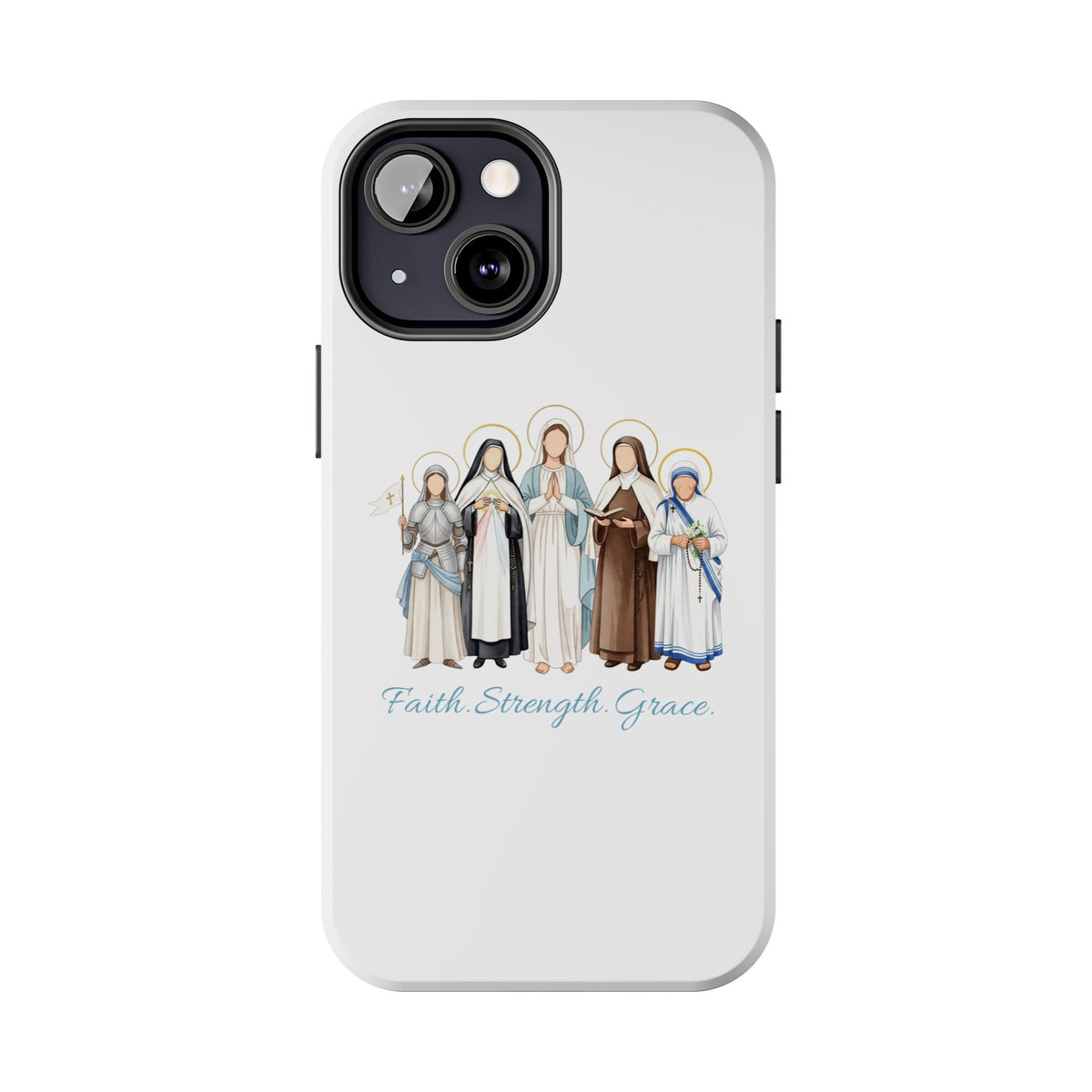 Faith, Strength, Grace, Catholic-Tough Phone Case - Women Saints iPhone & Samsung Case