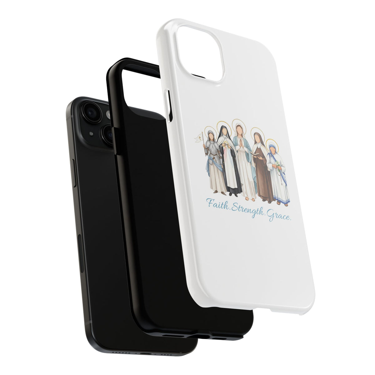 Faith, Strength, Grace, Catholic-Tough Phone Case - Women Saints iPhone & Samsung Case