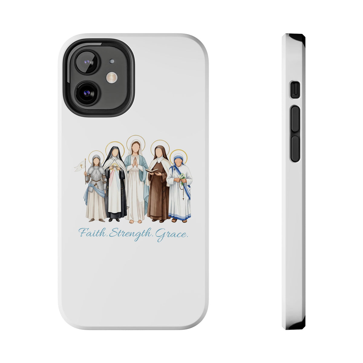 Faith, Strength, Grace, Catholic-Tough Phone Case - Women Saints iPhone & Samsung Case