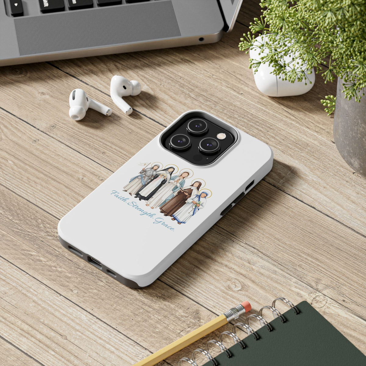 Faith, Strength, Grace, Catholic-Tough Phone Case - Women Saints iPhone & Samsung Case